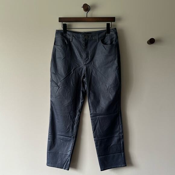 SUSAN GRAVER SKINNY CROPPED PANTS SIZE 10 PETITE NAVY BLUE - Picture 1 of 4